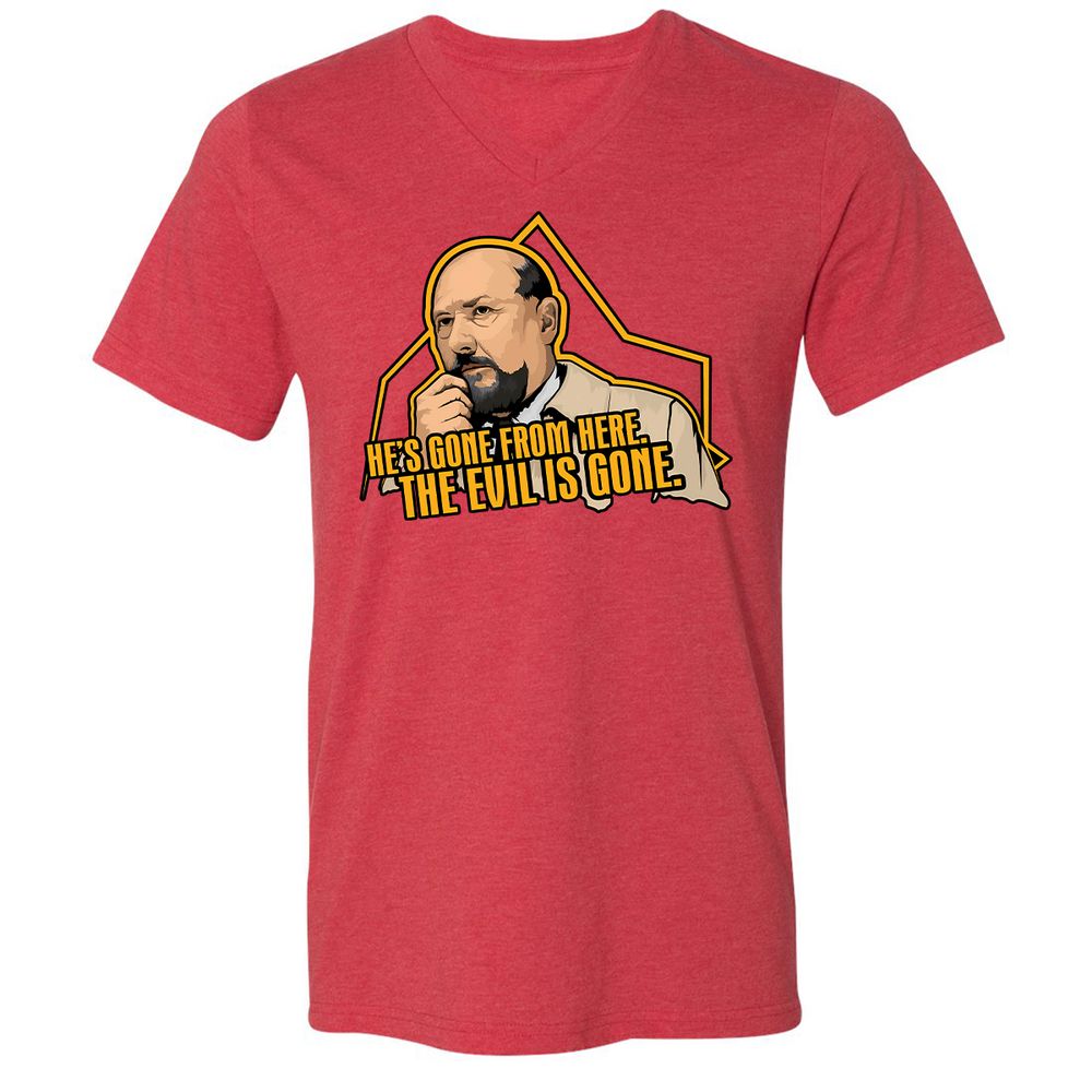 Unisex V-Neck T-Shirt - NWCRCUKM - Heather Red - 16
