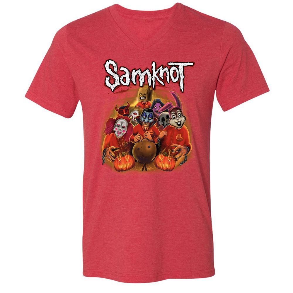 Unisex V-Neck T-Shirt - NR4DX82Q - Heather Red - 16