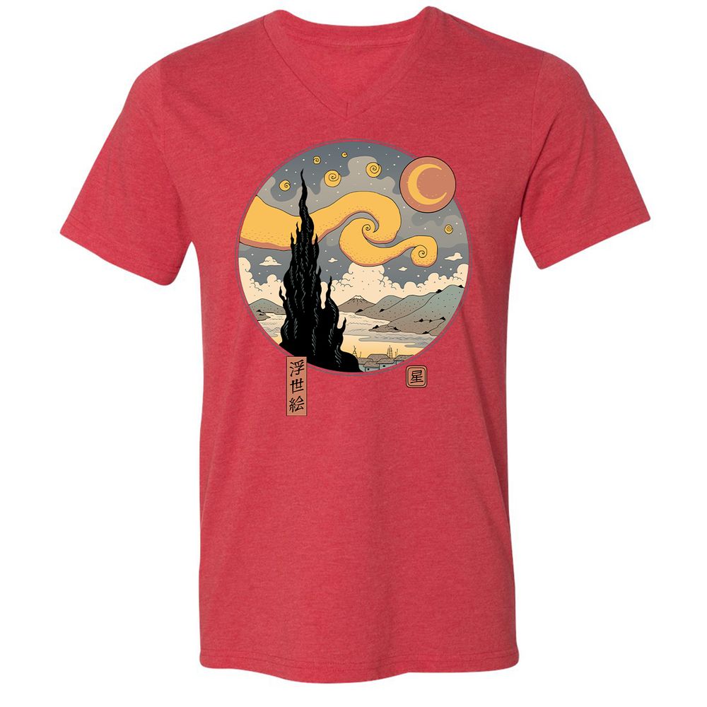 Unisex V-Neck T-Shirt - CPAVYYSM - Heather Red - 16