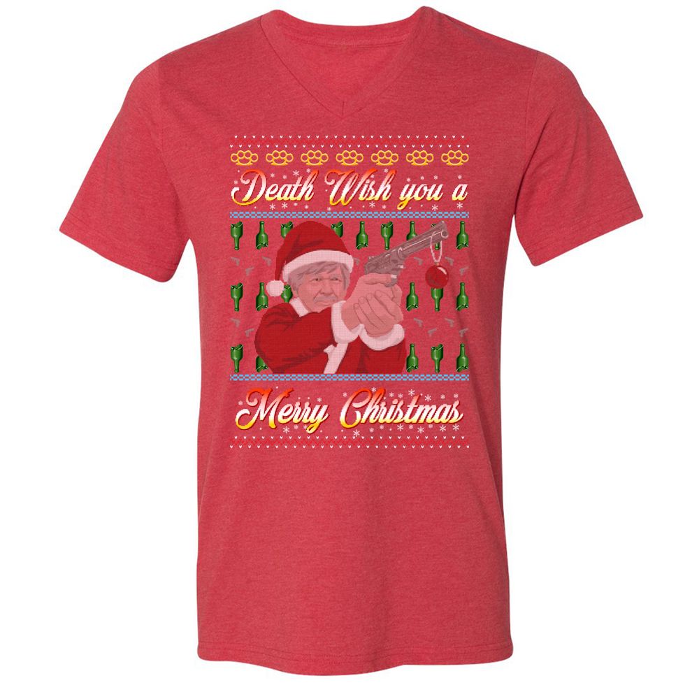 Unisex V-Neck T-Shirt - FZVM2GH4 - Heather Red - 16