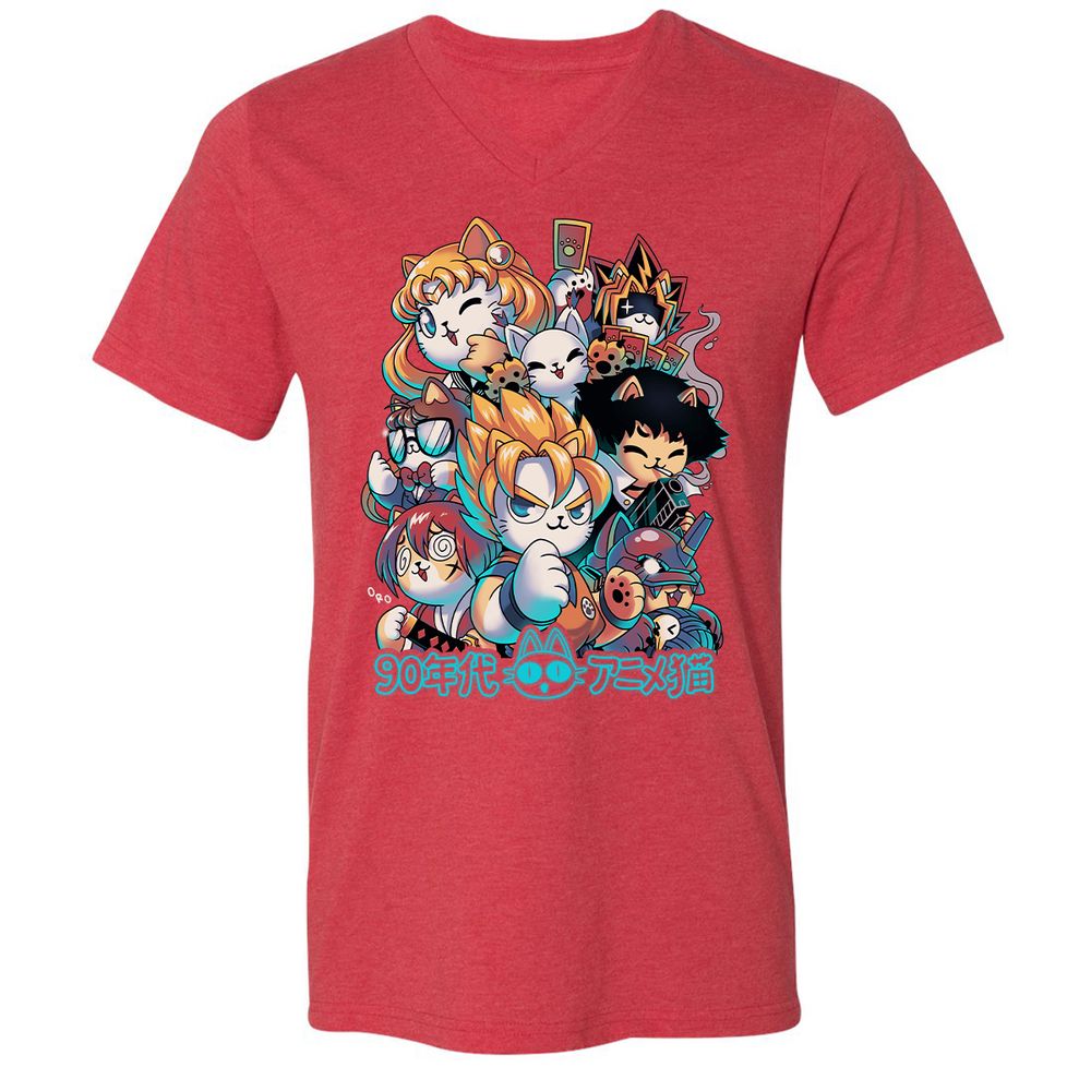 Unisex V-Neck T-Shirt - Z3YFLQVN - Heather Red - 16