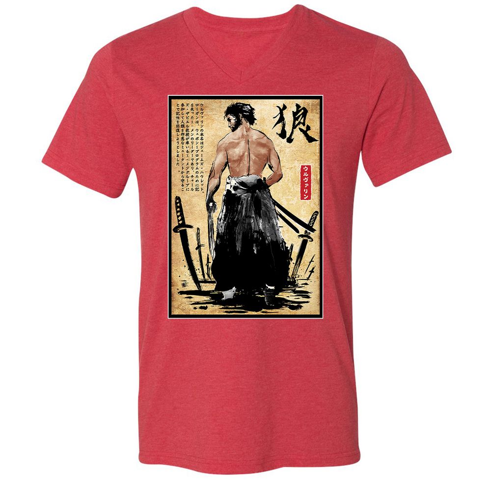 Unisex V-Neck T-Shirt - F78XUM95 - Heather Red - 16