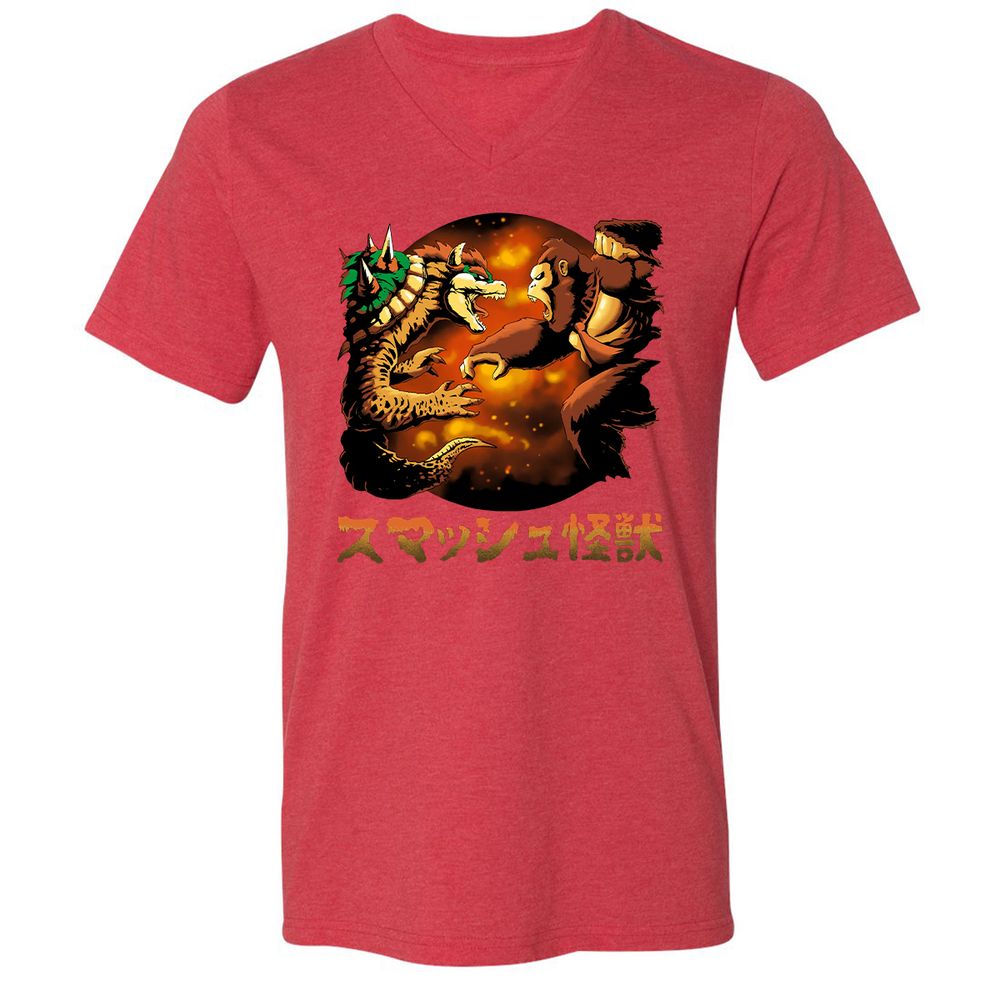 Unisex V-Neck T-Shirt - MBAPDAXG - Heather Red - 16