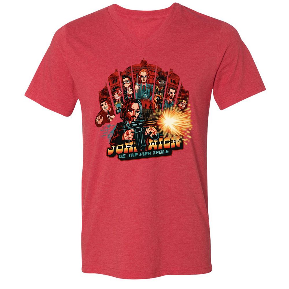 Unisex V-Neck T-Shirt - 5Z6UVZKJ - Heather Red - 16