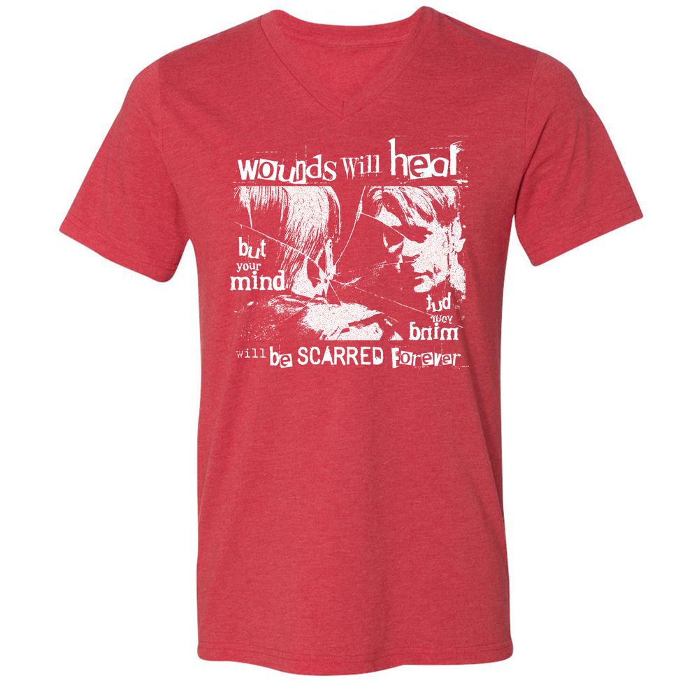 Unisex V-Neck T-Shirt - 2ERQLHBK - Heather Red - 16