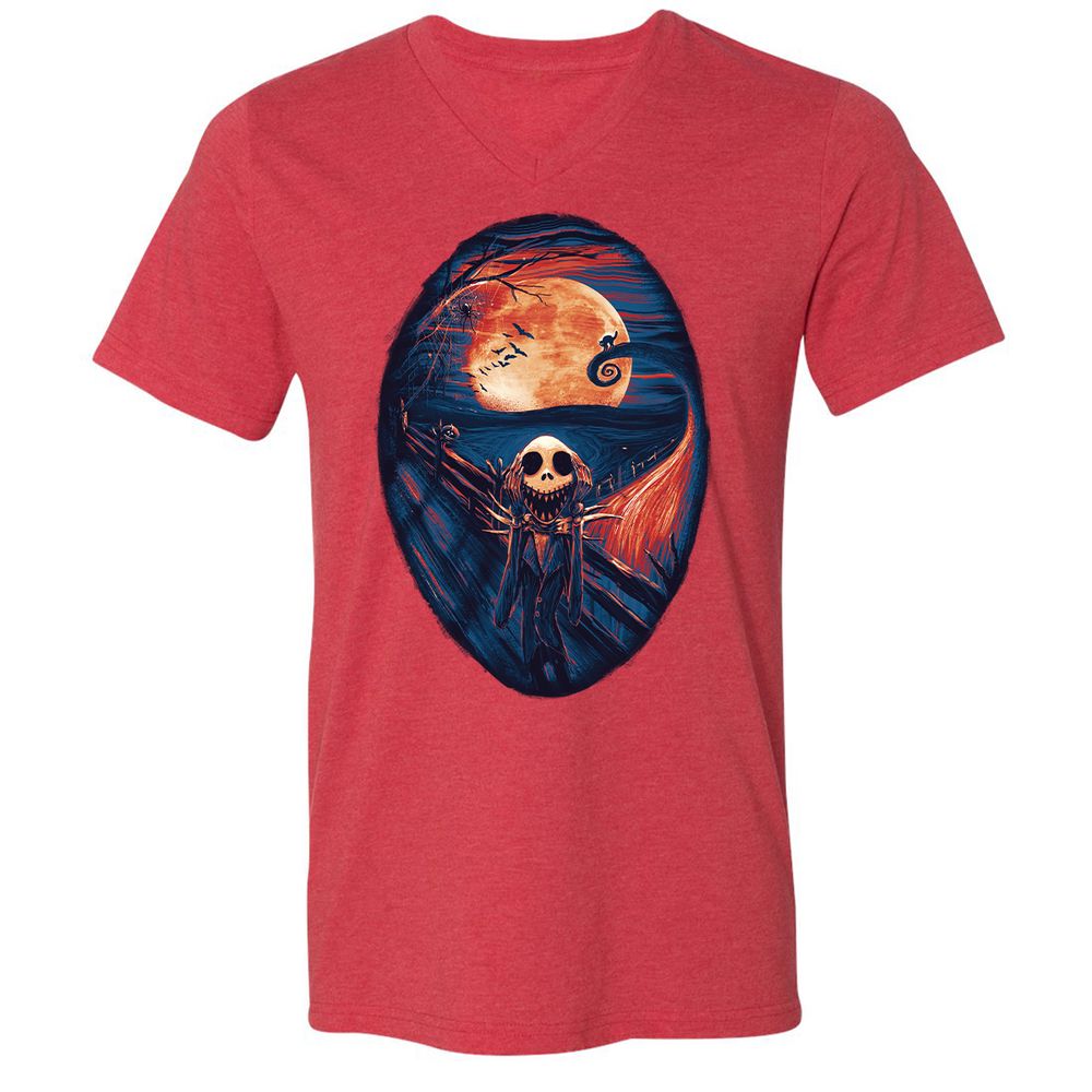 Unisex V-Neck T-Shirt - UTRDV6EQ - Heather Red - 16
