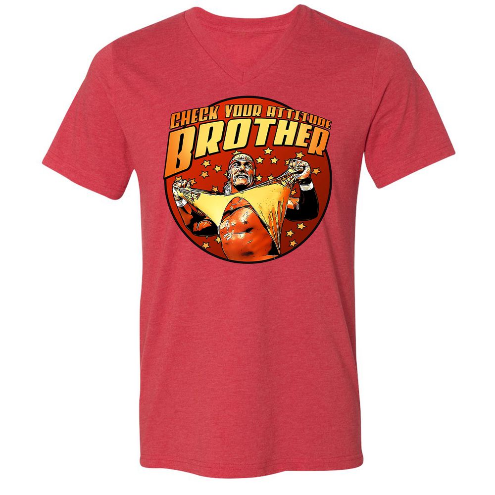 Unisex V-Neck T-Shirt - 6K7ALRNJ - Heather Red - 16