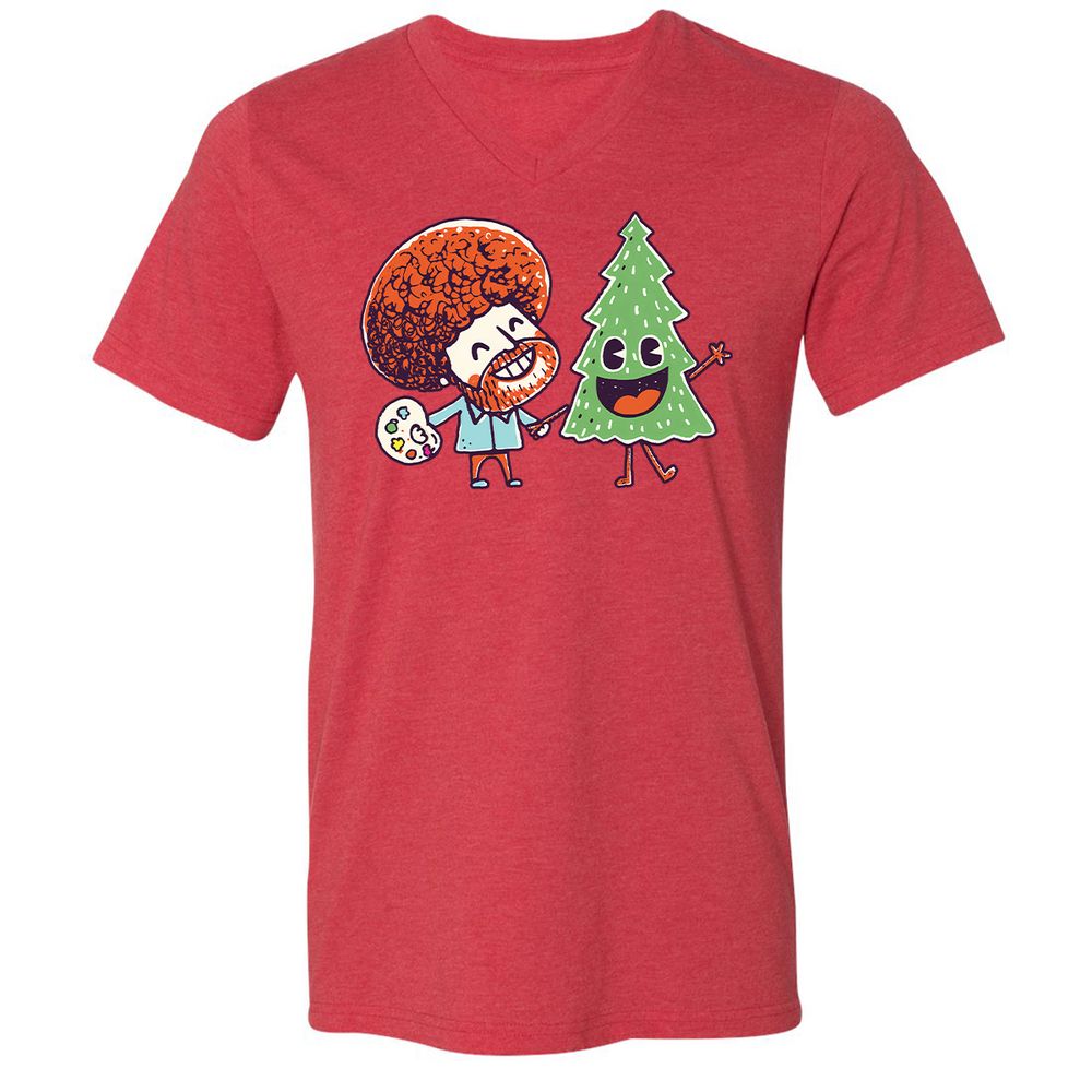 Unisex V-Neck T-Shirt - H8SKBNR3 - Heather Red - 16
