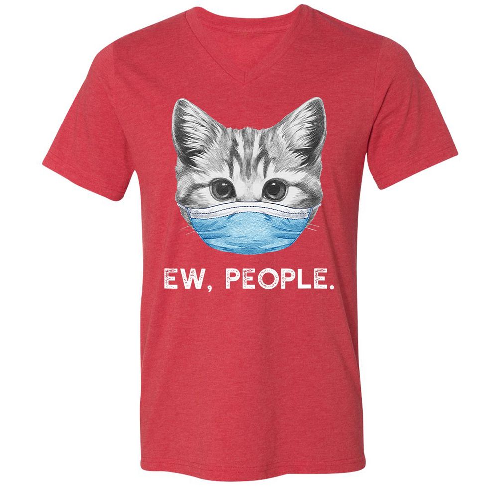 Unisex V-Neck T-Shirt - MF5K4QQH - Heather Red - 16