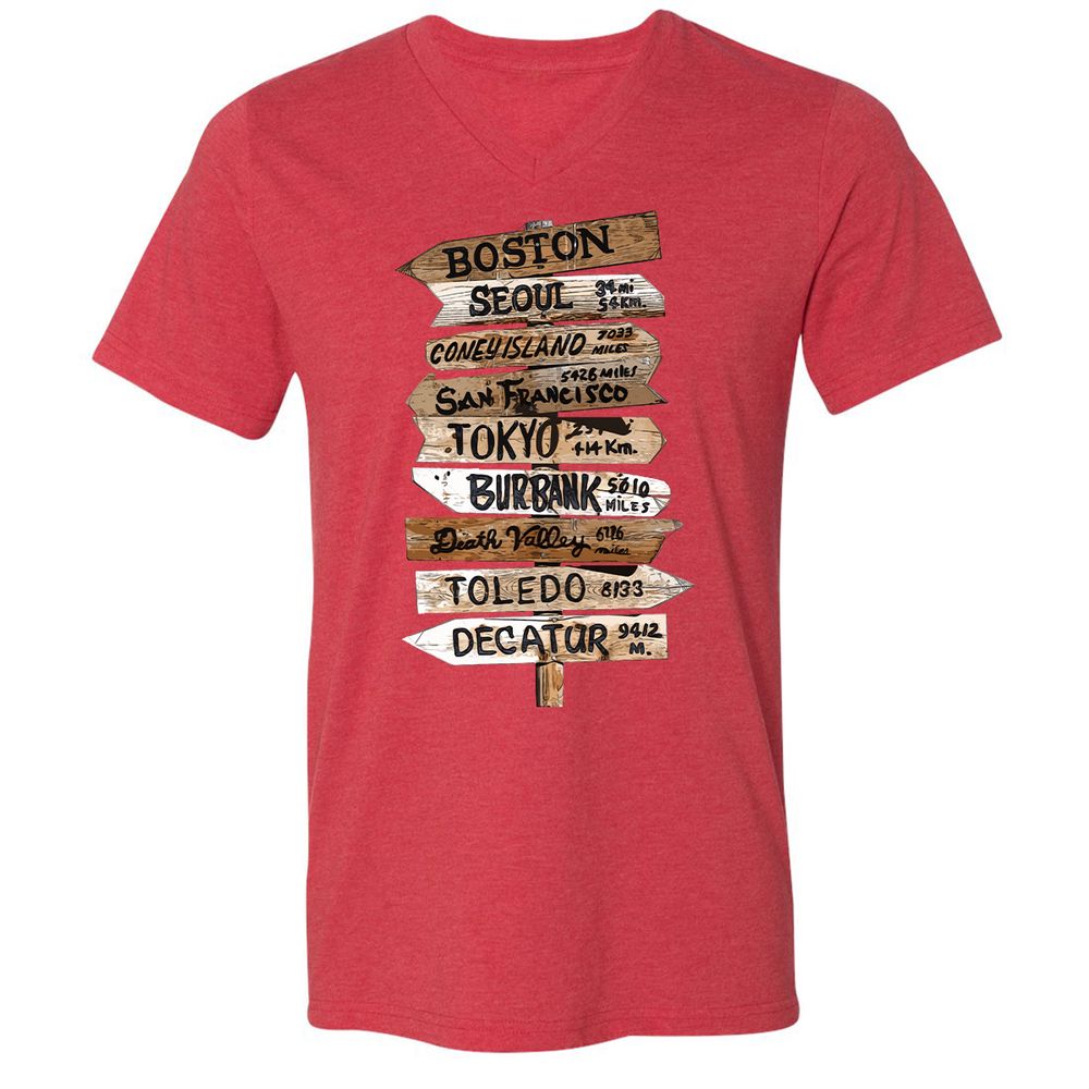 Unisex V-Neck T-Shirt - R1J24H31 - Heather Red - 16