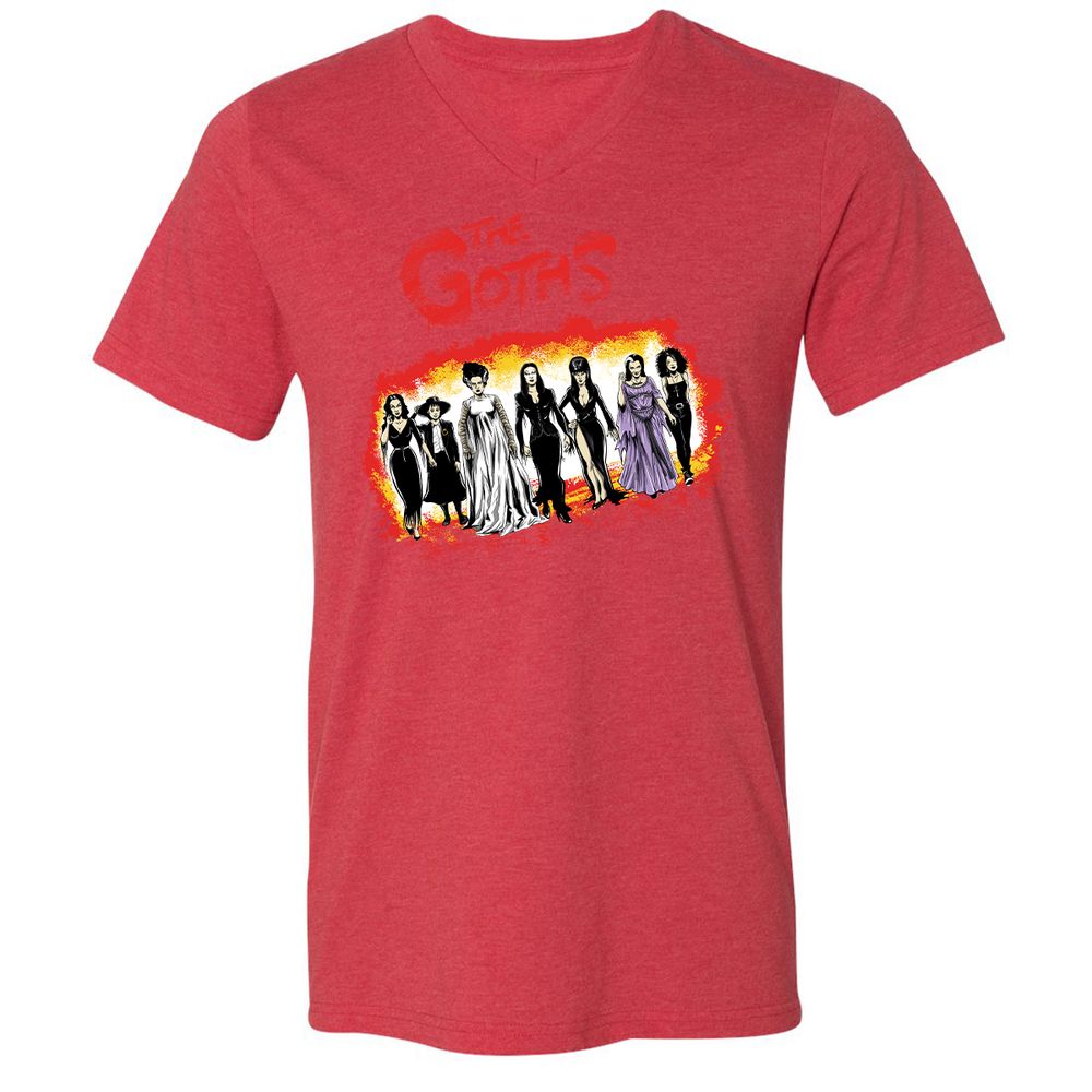 Unisex V-Neck T-Shirt - B7JH9KRL - Heather Red - 16