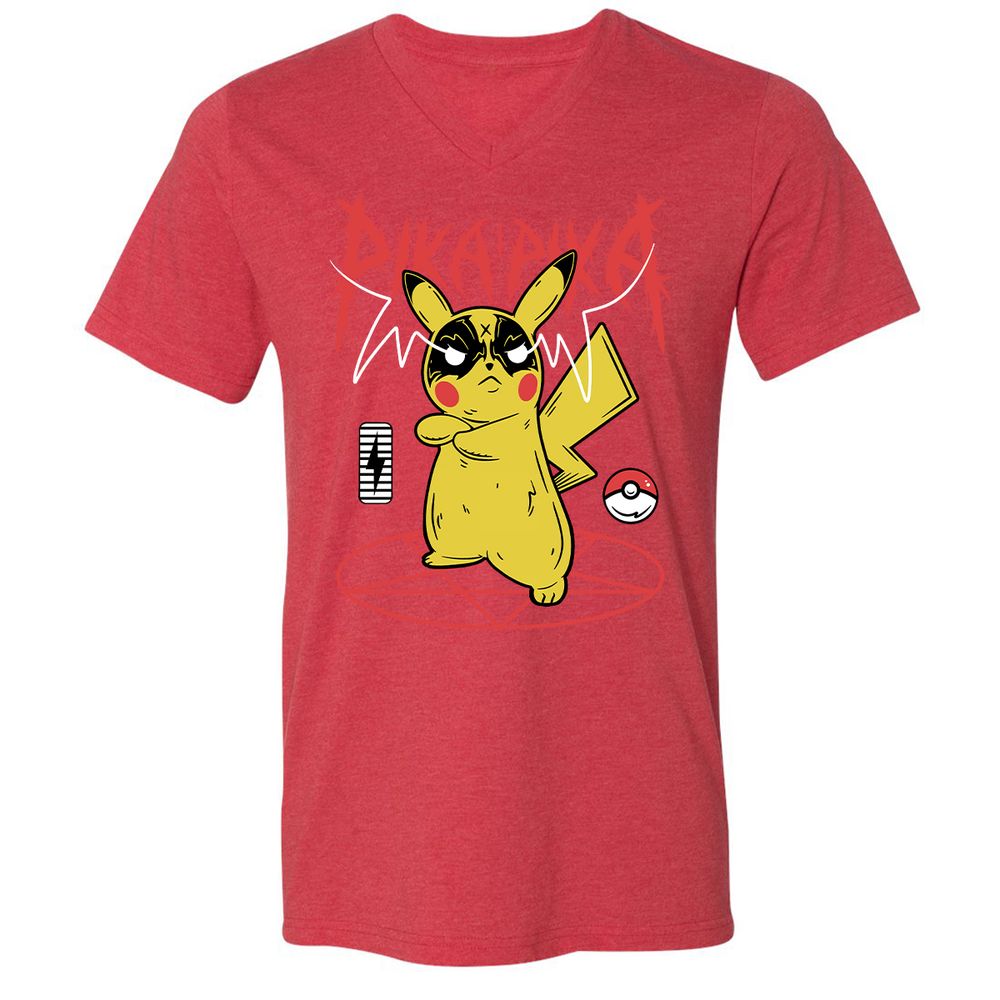 Unisex V-Neck T-Shirt - B5T1ZES6 - Heather Red - 16