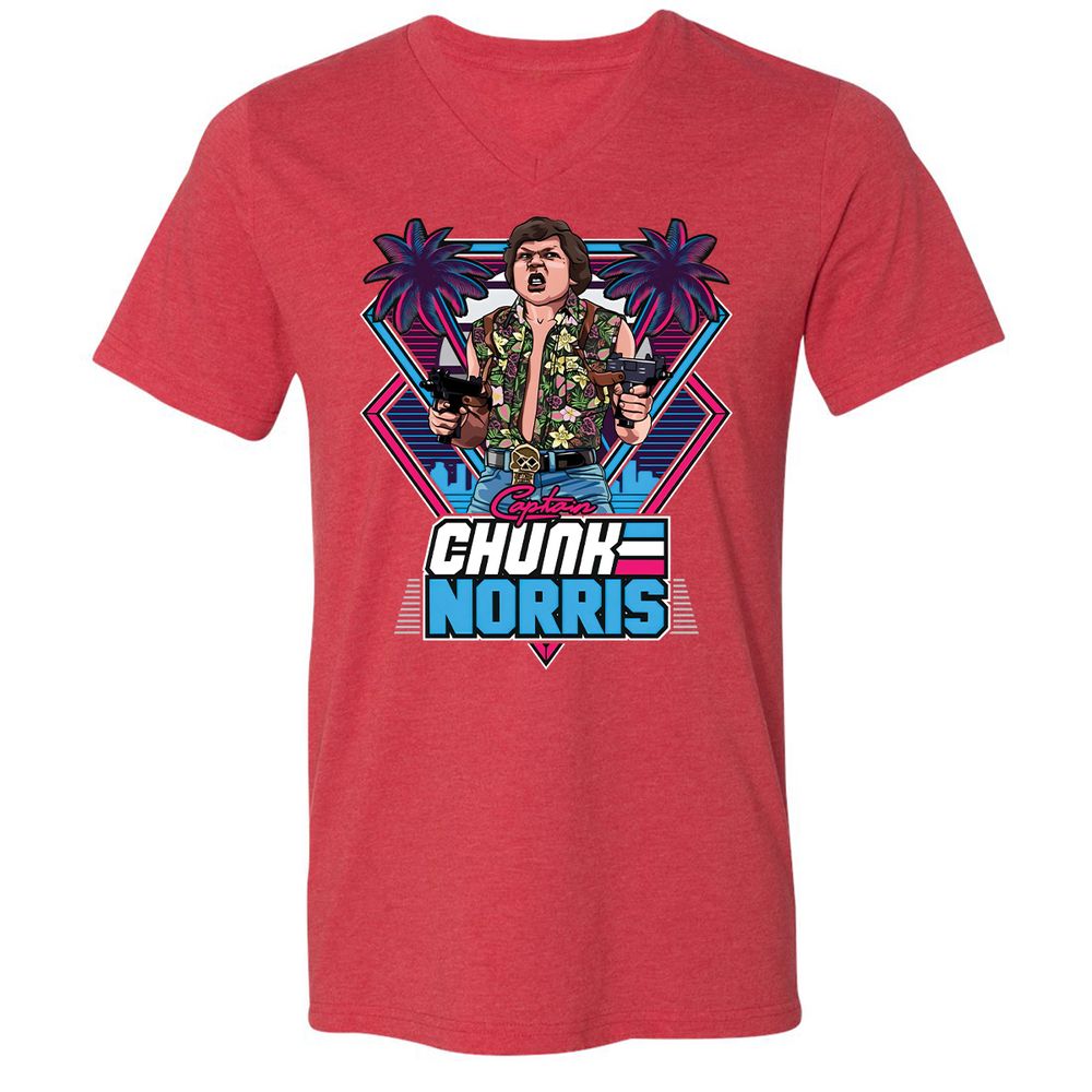 Unisex V-Neck T-Shirt - GECEBCEC - Heather Red - 16