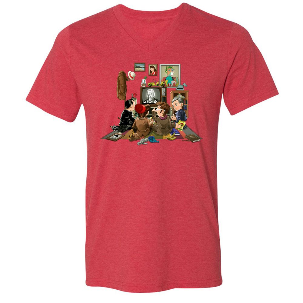 Unisex V-Neck T-Shirt - XZ6L4SJY - Heather Red - 16