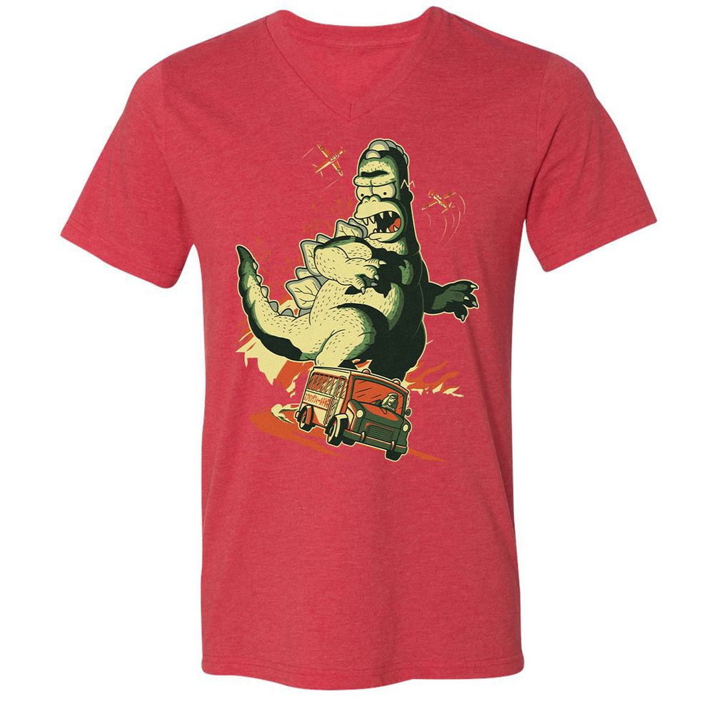 Unisex V-Neck T-Shirt - JD1X3D91 - Heather Red - 16