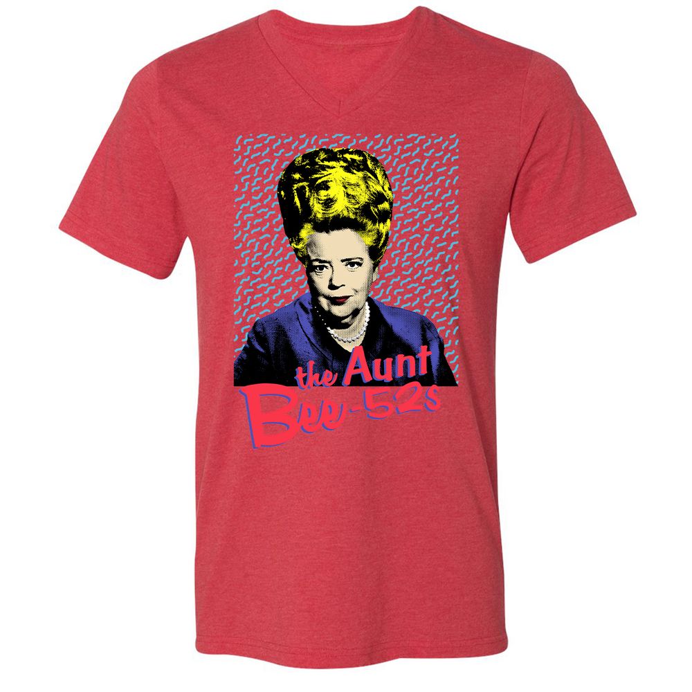 Unisex V-Neck T-Shirt - EGYY3W8Q - Heather Red - 16