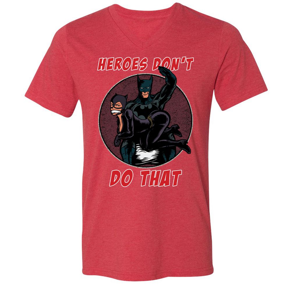 Unisex V-Neck T-Shirt - 69MNRHJ6 - Heather Red - 16