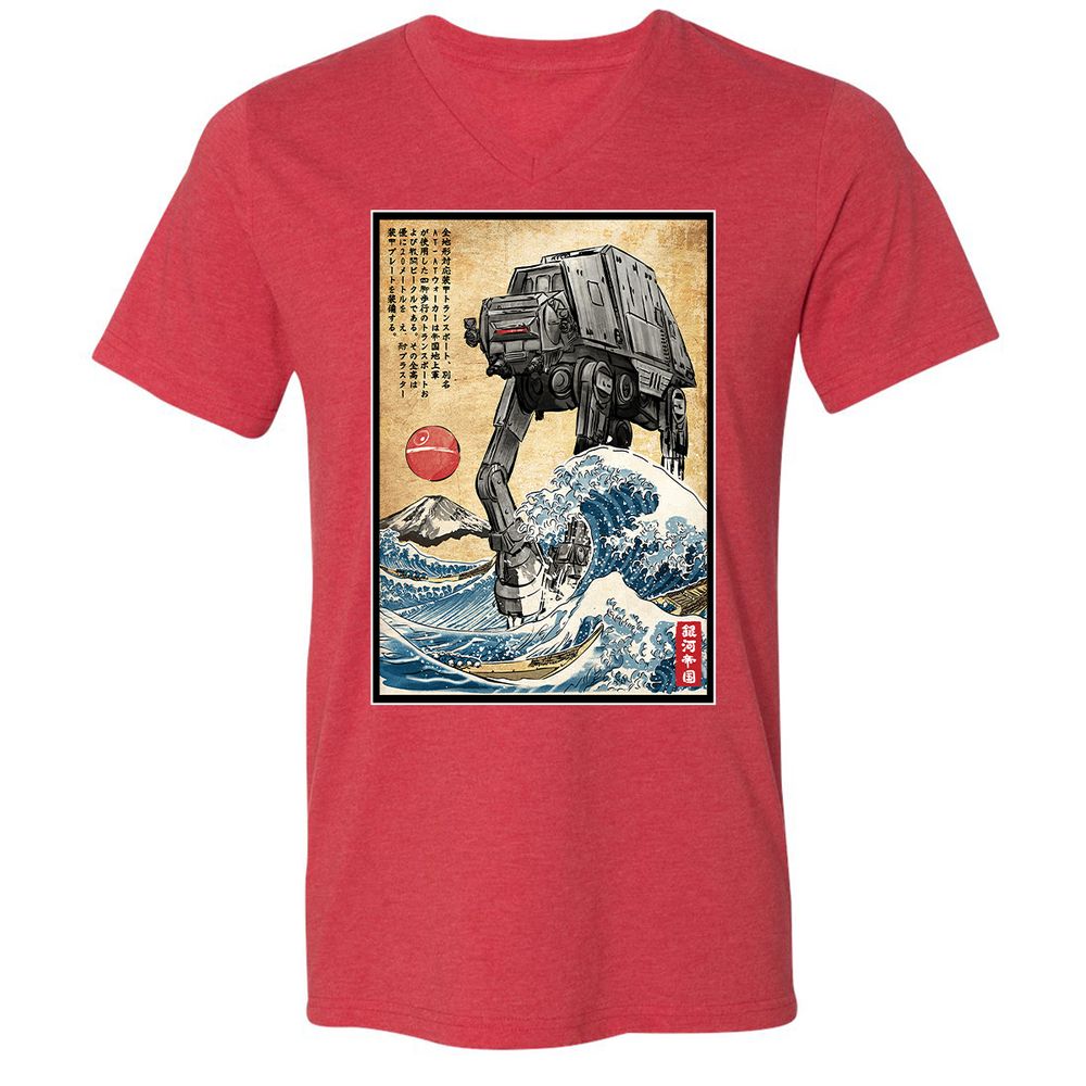 Unisex V-Neck T-Shirt - 1WDUXCHA - Heather Red - 16