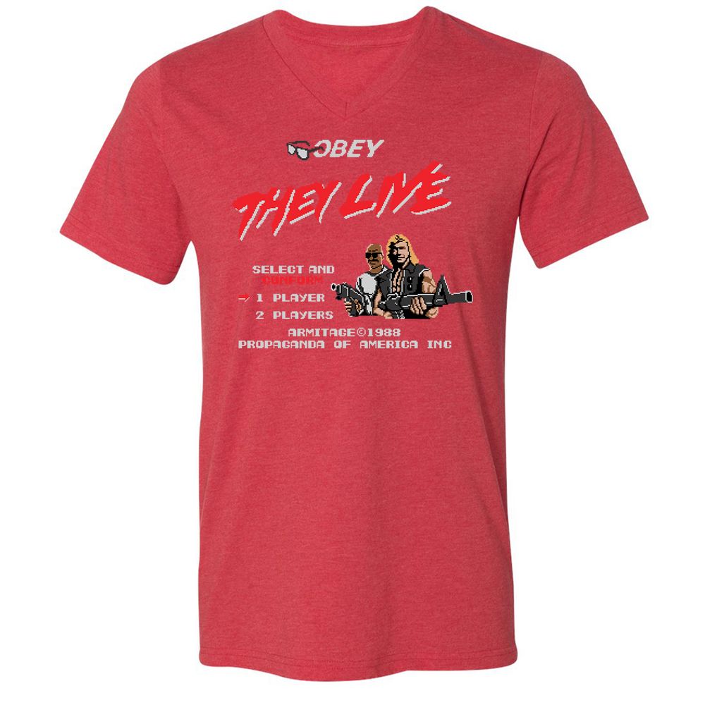 Unisex V-Neck T-Shirt - PZPZ2CQV - Heather Red - 16