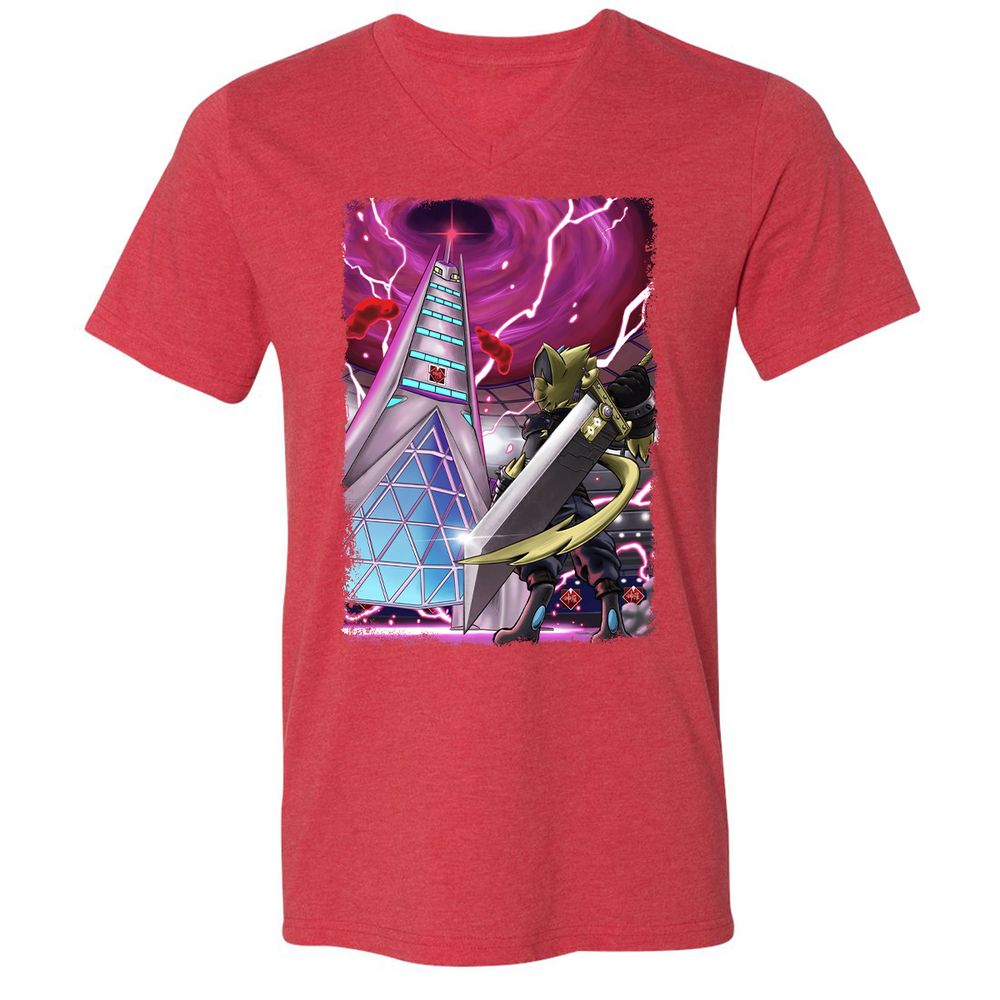 Unisex V-Neck T-Shirt - GHU5VJ1E - Heather Red - 16