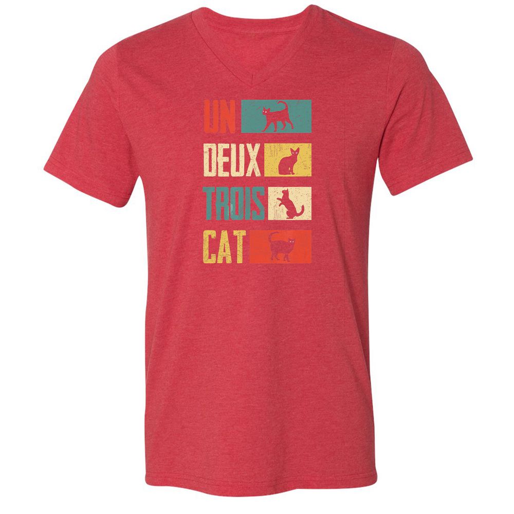 Unisex V-Neck T-Shirt - 3EXCAQLE - Heather Red - 16