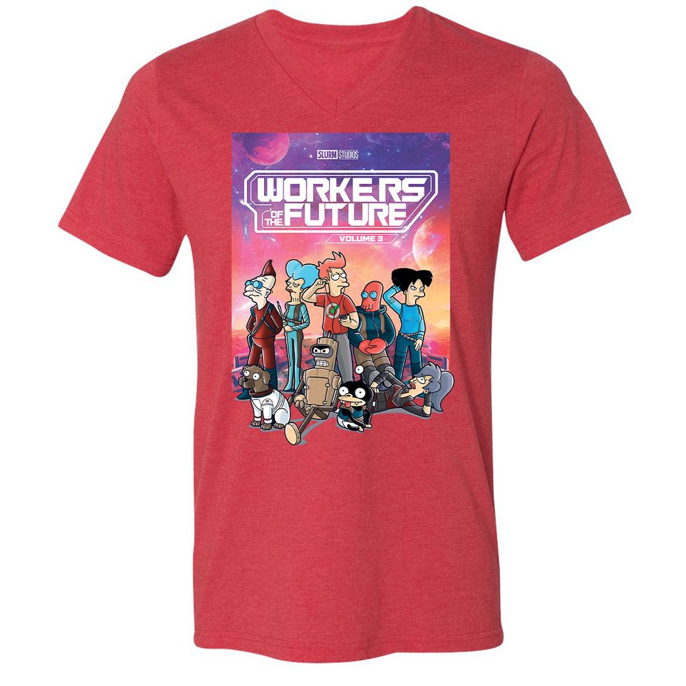 Unisex V-Neck T-Shirt - RUT7Q3LP - Heather Red - 16