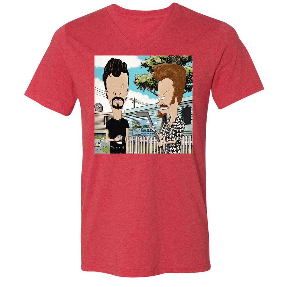 Unisex V-Neck T-Shirt - RGEPDWUW - Heather Red - 16