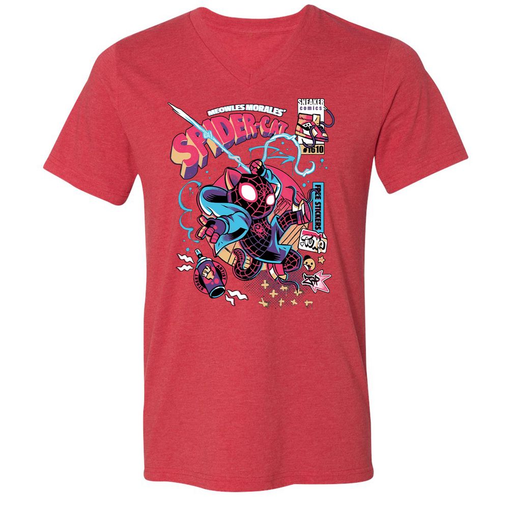 Unisex V-Neck T-Shirt - EK3RYT5F - Heather Red - 16