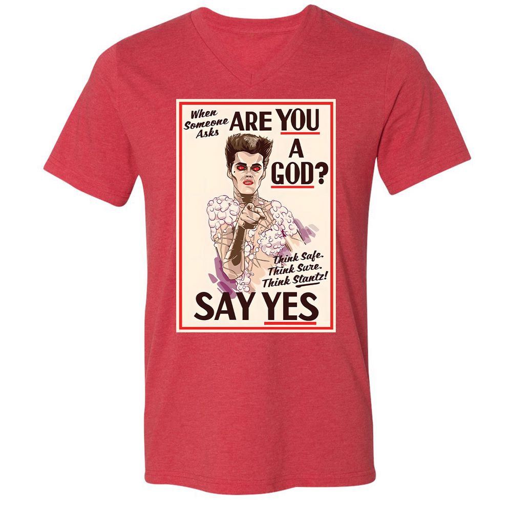 Unisex V-Neck T-Shirt - YN2QCG18 - Heather Red - 16