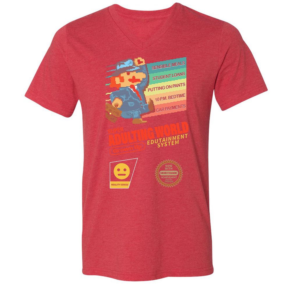 Unisex V-Neck T-Shirt - JHG95V9V - Heather Red - 16