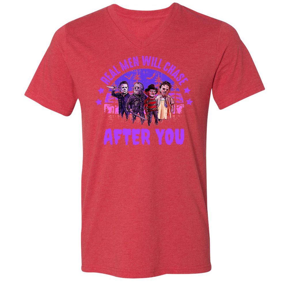 Unisex V-Neck T-Shirt - VSSS5LZD - Heather Red - 16