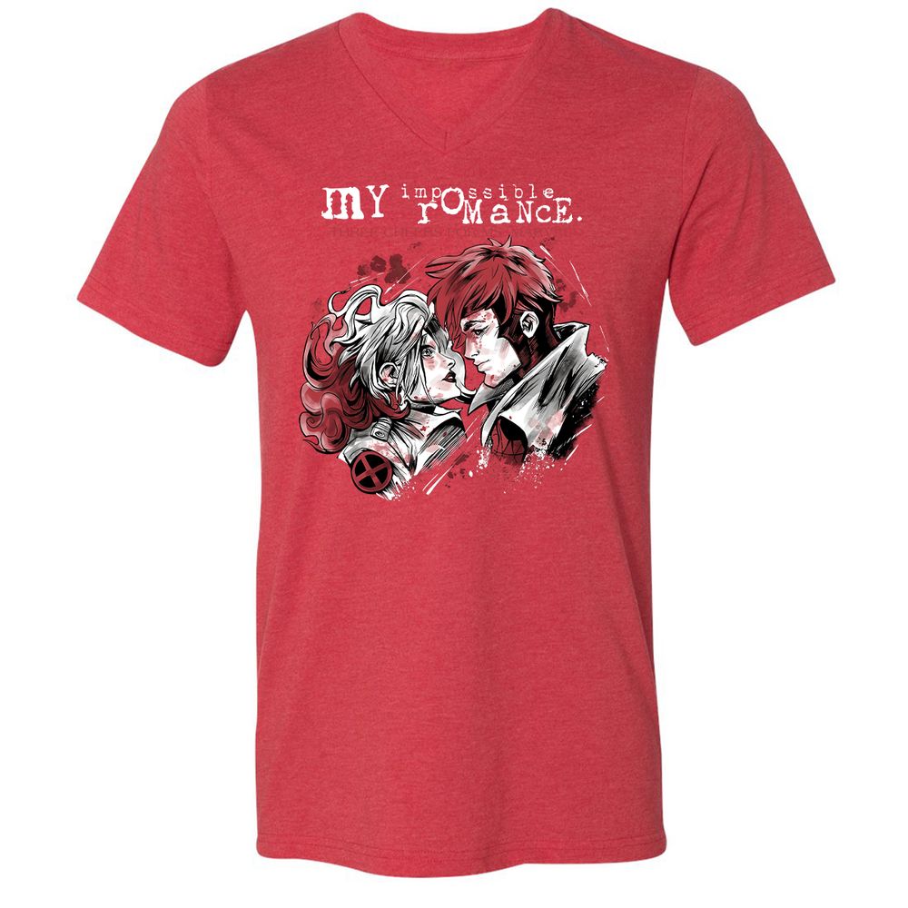 Unisex V-Neck T-Shirt - 8FUTW56Y - Heather Red - 16