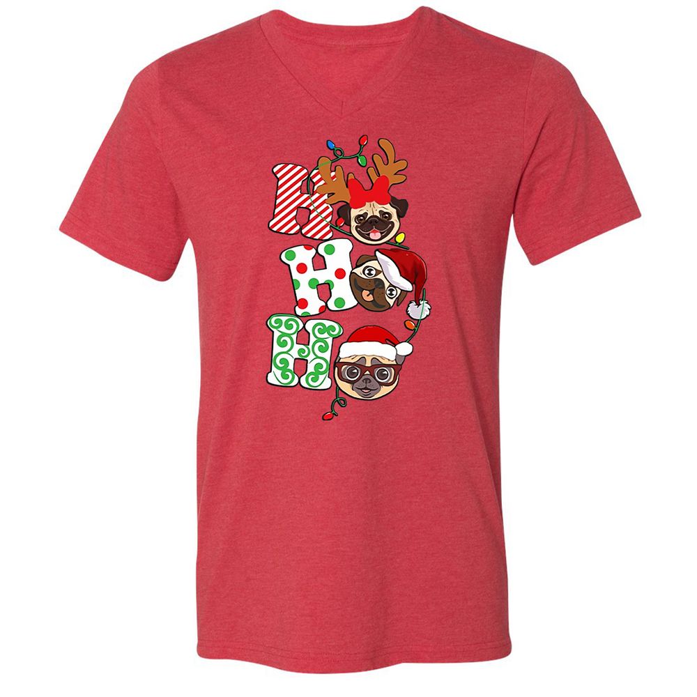 Unisex V-Neck T-Shirt - VXZ68U8F - Heather Red - 16