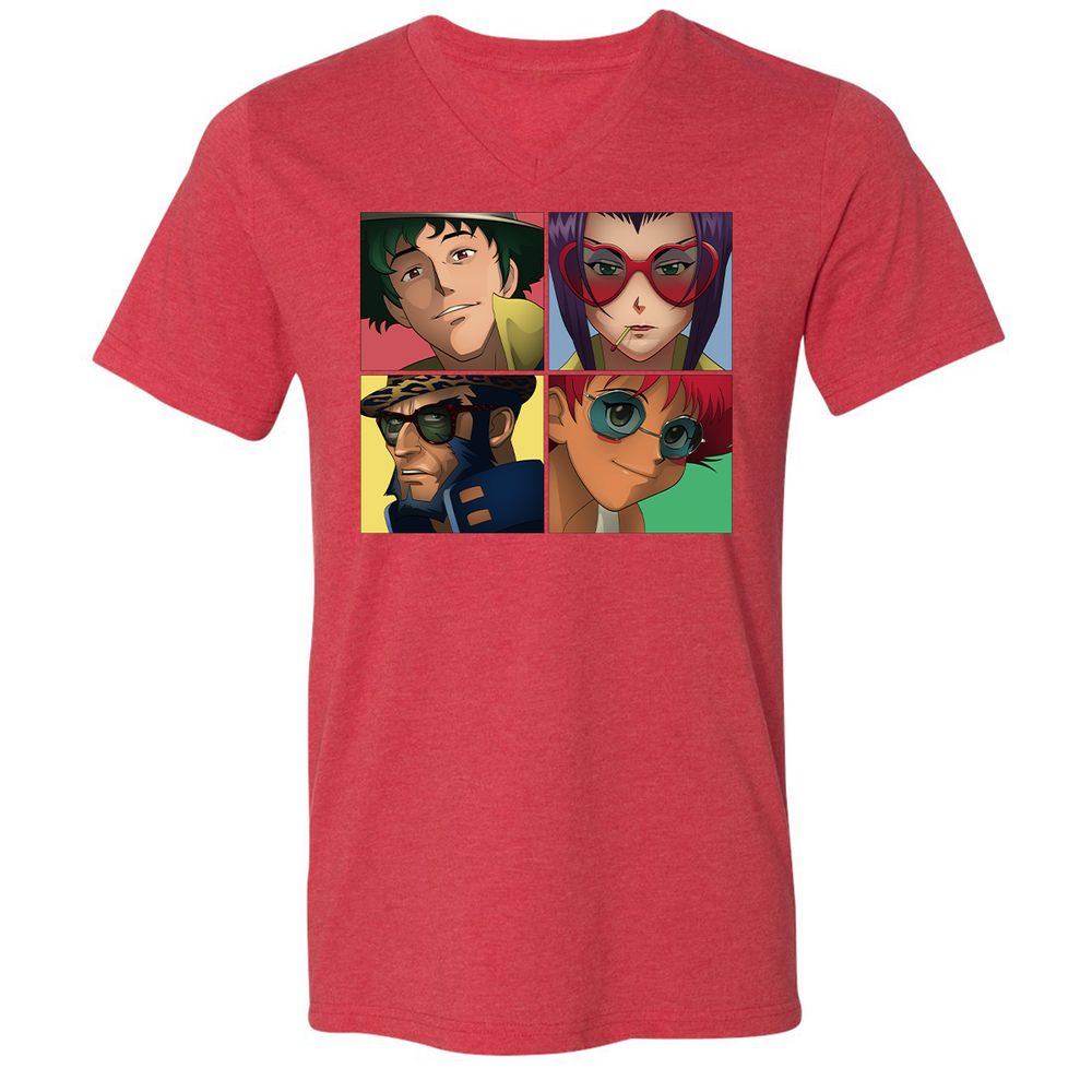 Unisex V-Neck T-Shirt - JGVQJMP5 - Heather Red - 16