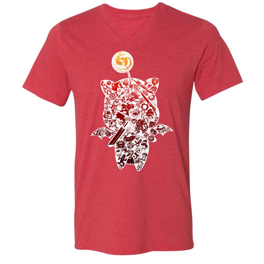 Unisex V-Neck T-Shirt - R8ME22Q8 - Heather Red - 16