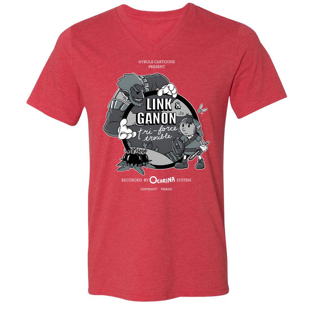Unisex V-Neck T-Shirt - R5CWJQP9 - Heather Red - 16