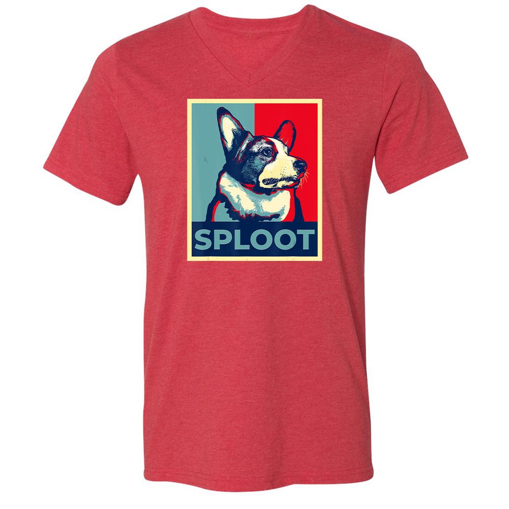 Unisex V-Neck T-Shirt - T1SKEK3E - Heather Red - 16
