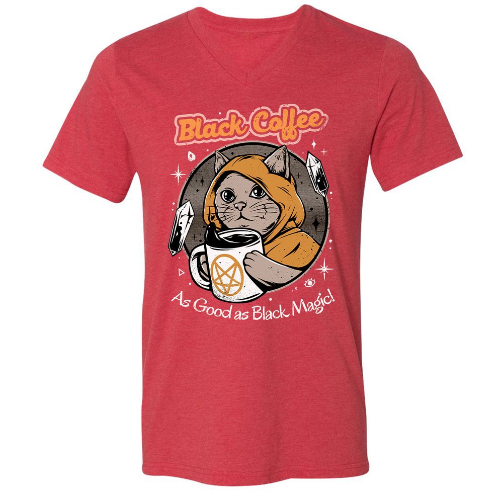 Unisex V-Neck T-Shirt - H9DKH2NL - Heather Red - 16