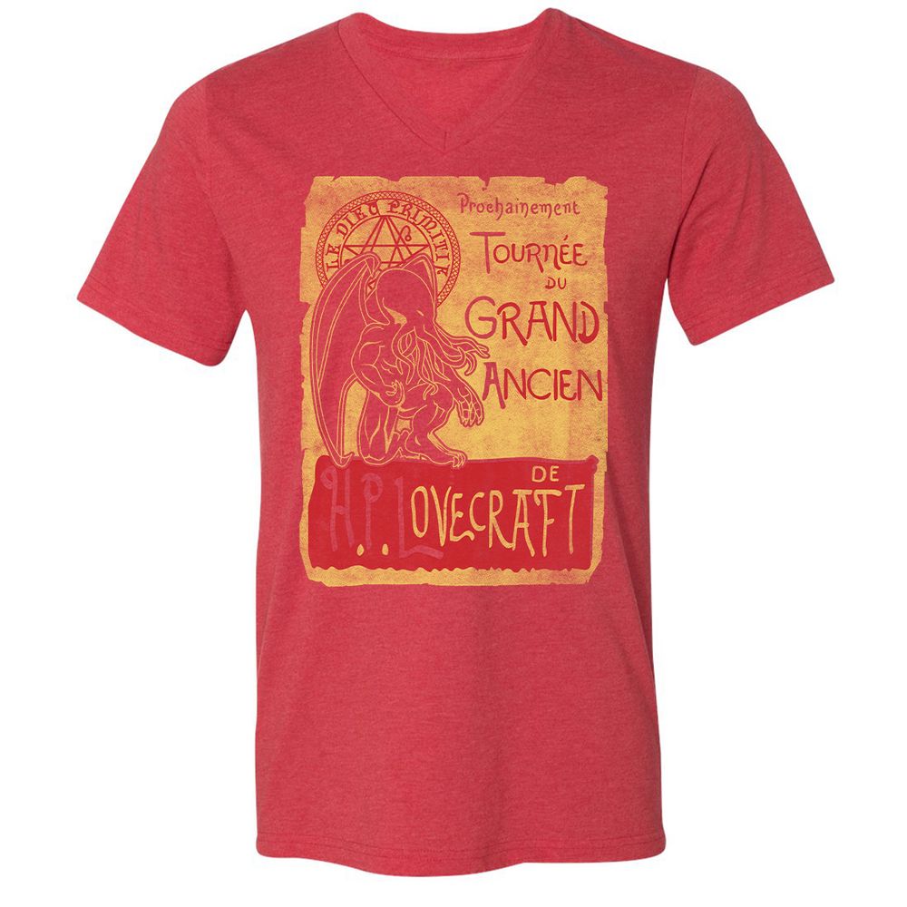 Unisex V-Neck T-Shirt - 8J2CCYD3 - Heather Red - 16