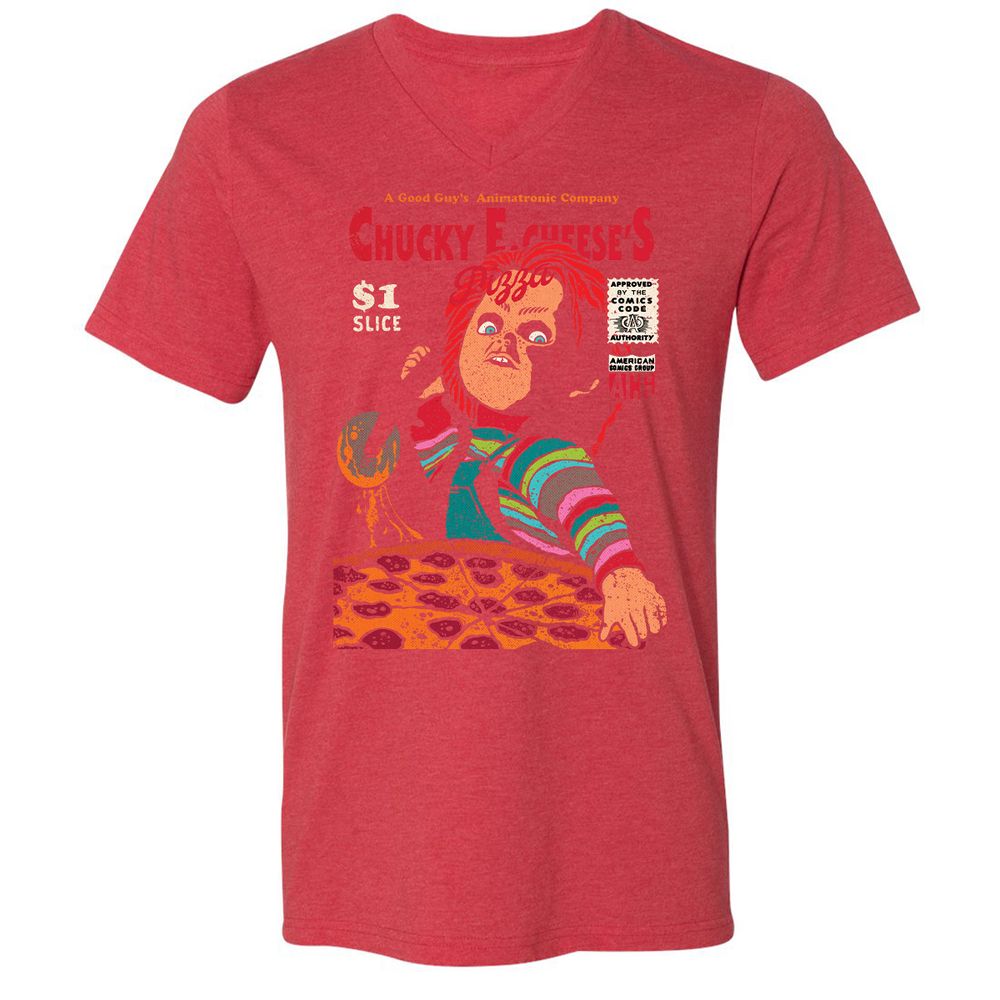 Unisex V-Neck T-Shirt - ZA5TBDM3 - Heather Red - 16