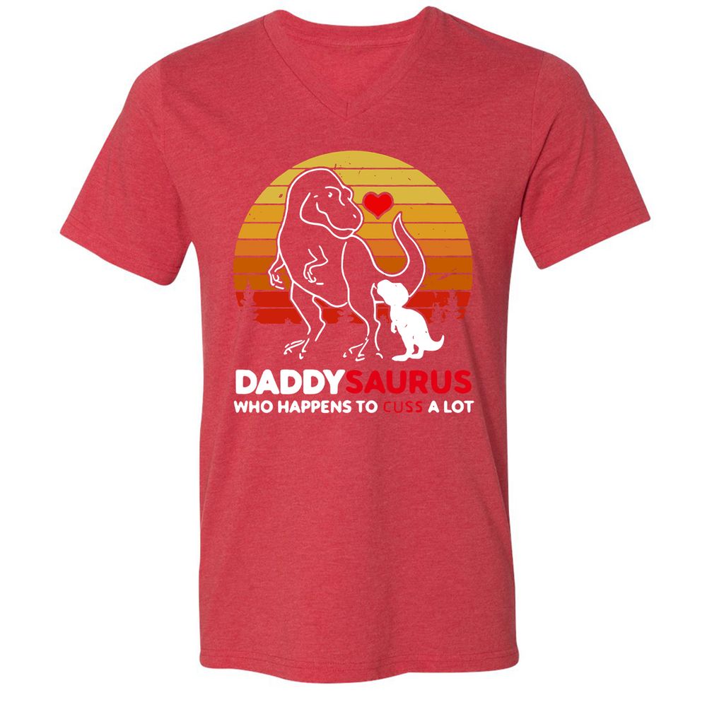 Unisex V-Neck T-Shirt - AUEUJG3Y - Heather Red - 16