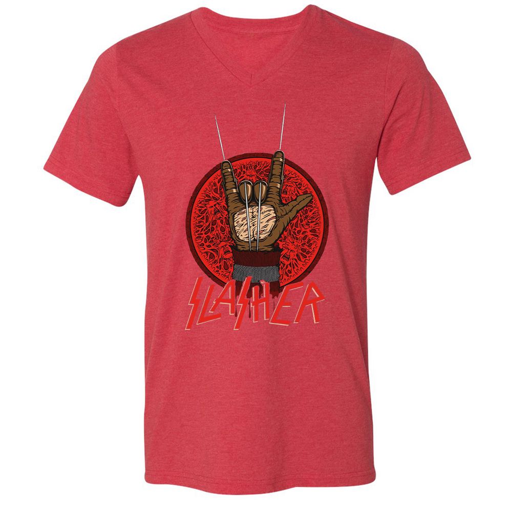 Unisex V-Neck T-Shirt - NNN8QQPU - Heather Red - 16