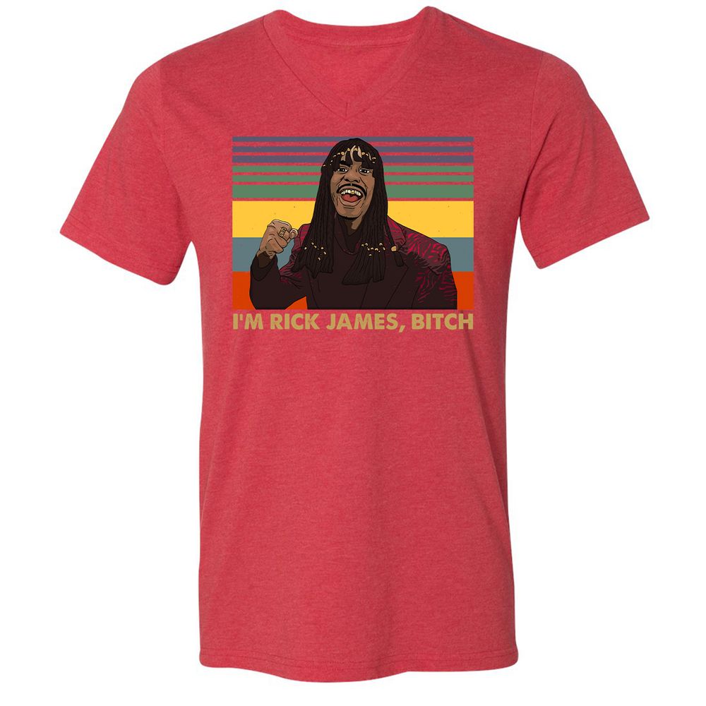 Unisex V-Neck T-Shirt - YCVB7CZR - Heather Red - 16