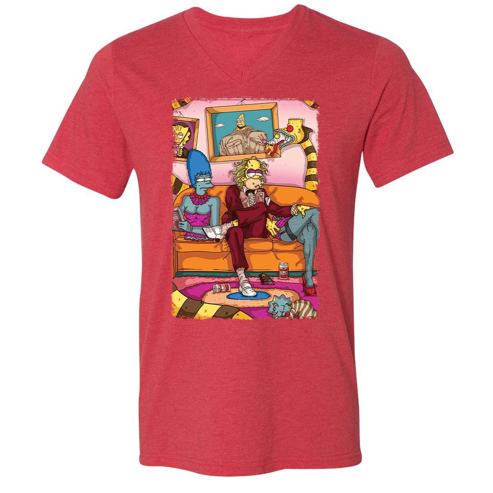 Unisex V-Neck T-Shirt - V9SHEAN2 - Heather Red - 16