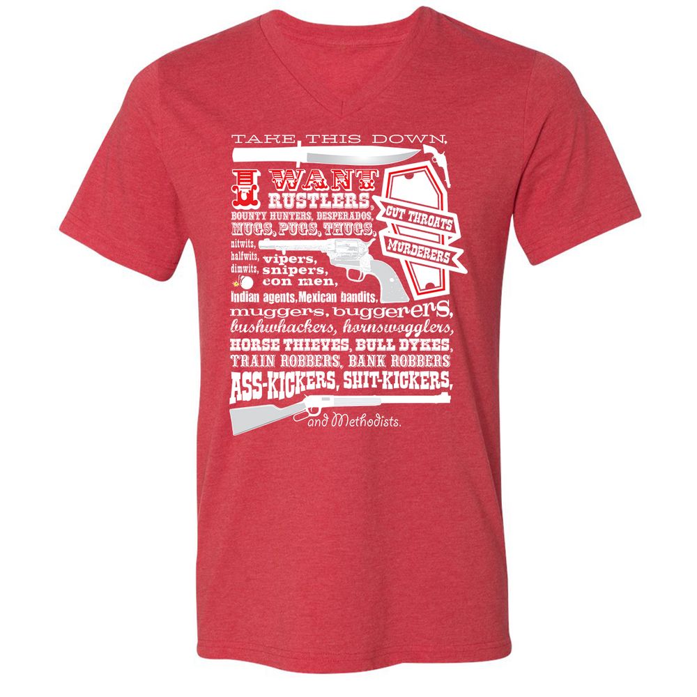 Unisex V-Neck T-Shirt - Y86TS87P - Heather Red - 16