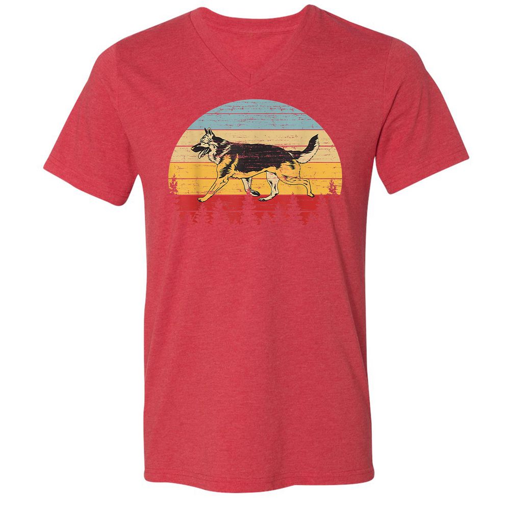 Unisex V-Neck T-Shirt - TK94UEH9 - Heather Red - 16
