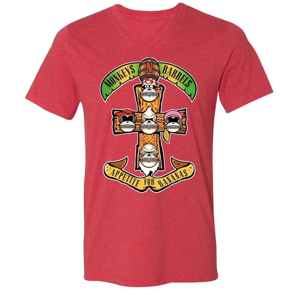 Unisex V-Neck T-Shirt - YR9YFCZ7 - Heather Red - 16