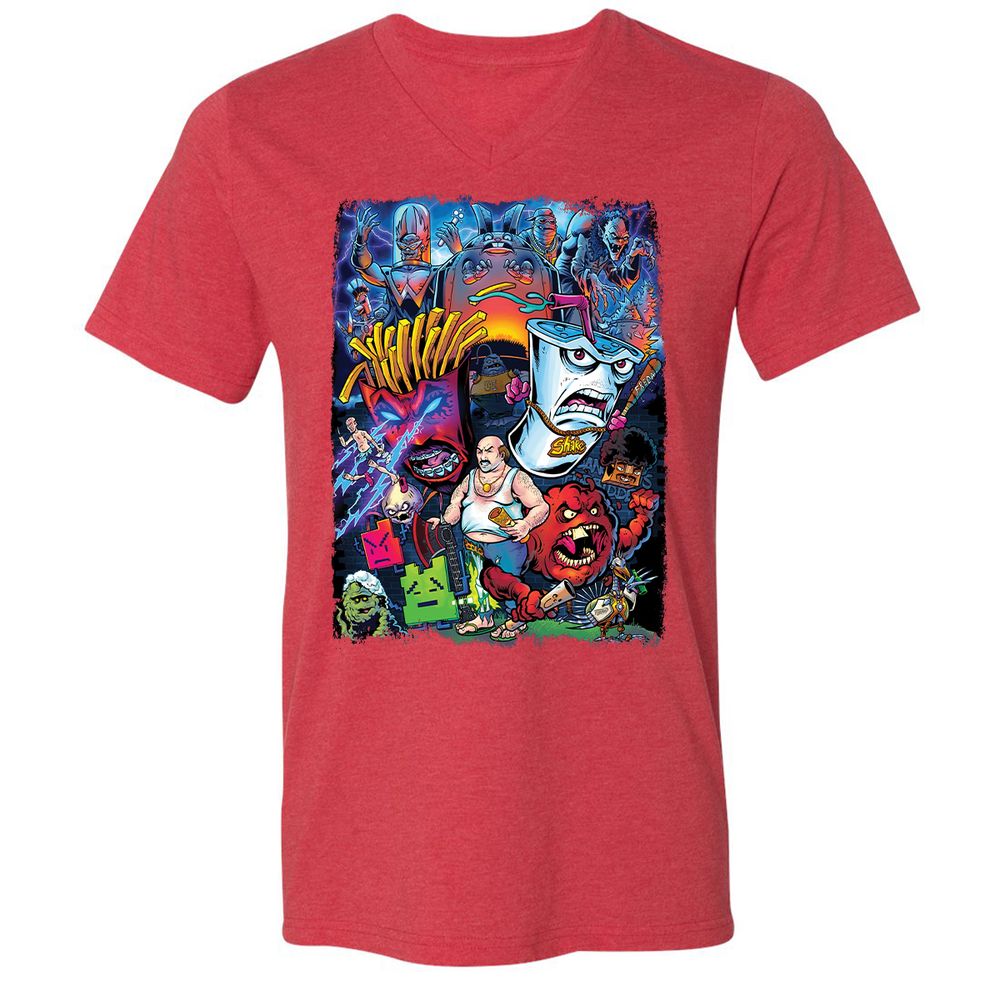Unisex V-Neck T-Shirt - R9L8J571 - Heather Red - 16