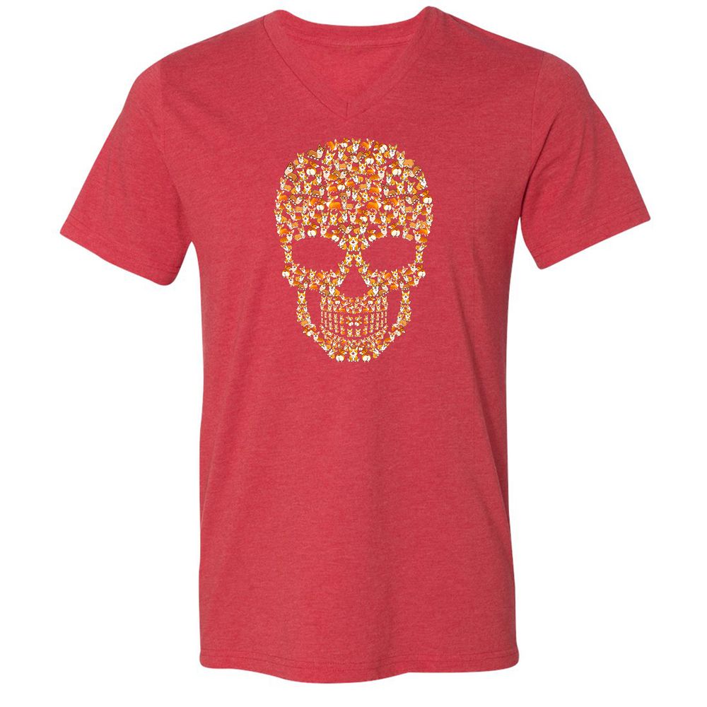 Unisex V-Neck T-Shirt - NXHDLQ9W - Heather Red - 16