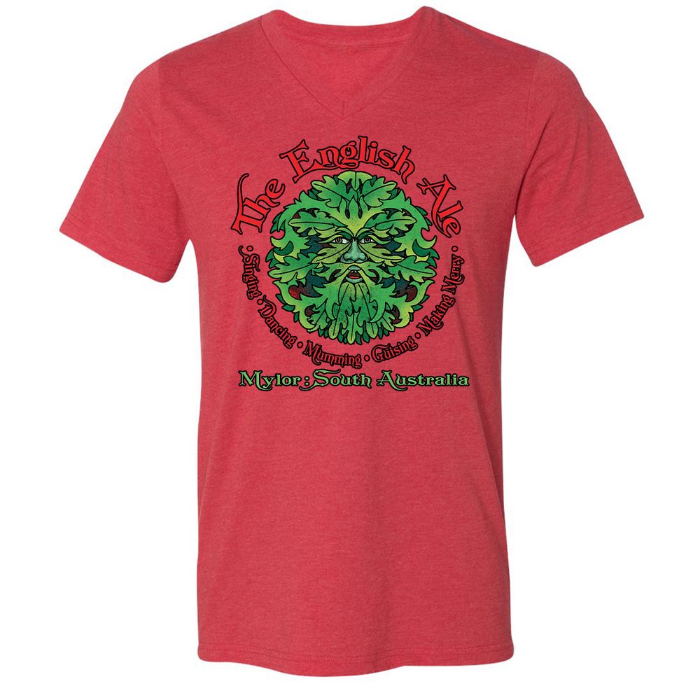 Unisex V-Neck T-Shirt - JDJB7E7Q - Heather Red - 16